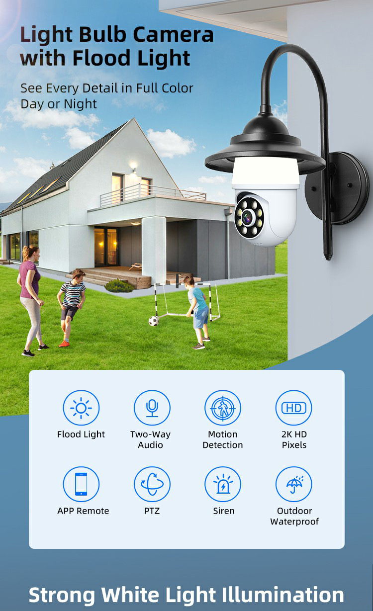 Monitoring of waterproof bulbs from the source factory, cameras with lights, and outdoor smart wireless 2K lamp heads for cross-border trade bestsellers pic 5