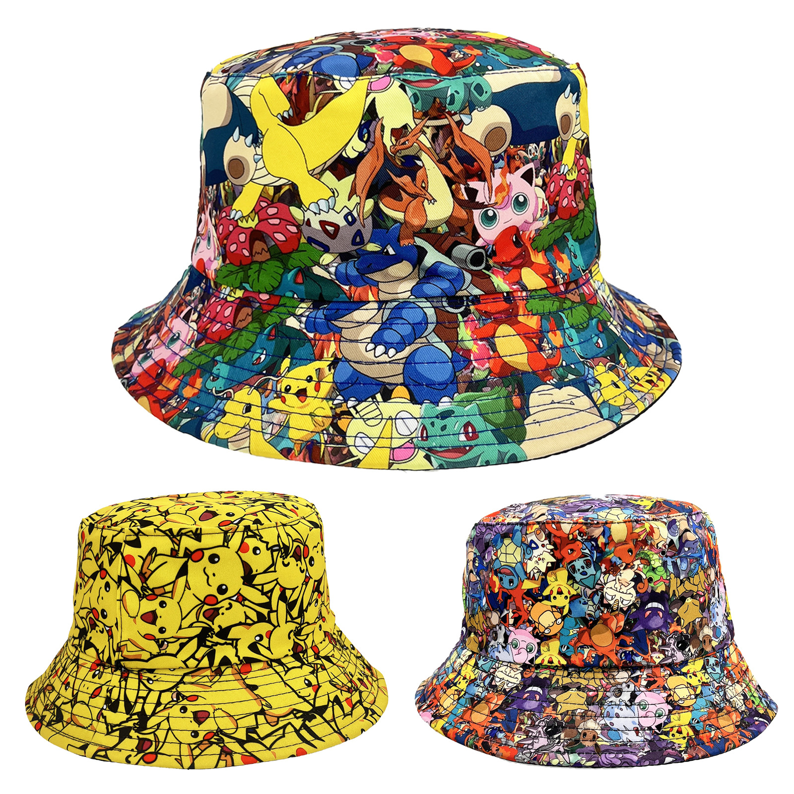 2023 Popular Pokemon Pikachu Pokemon Children's Fisherman Hat Outdoor Leisure Shade Hat In Europe And America