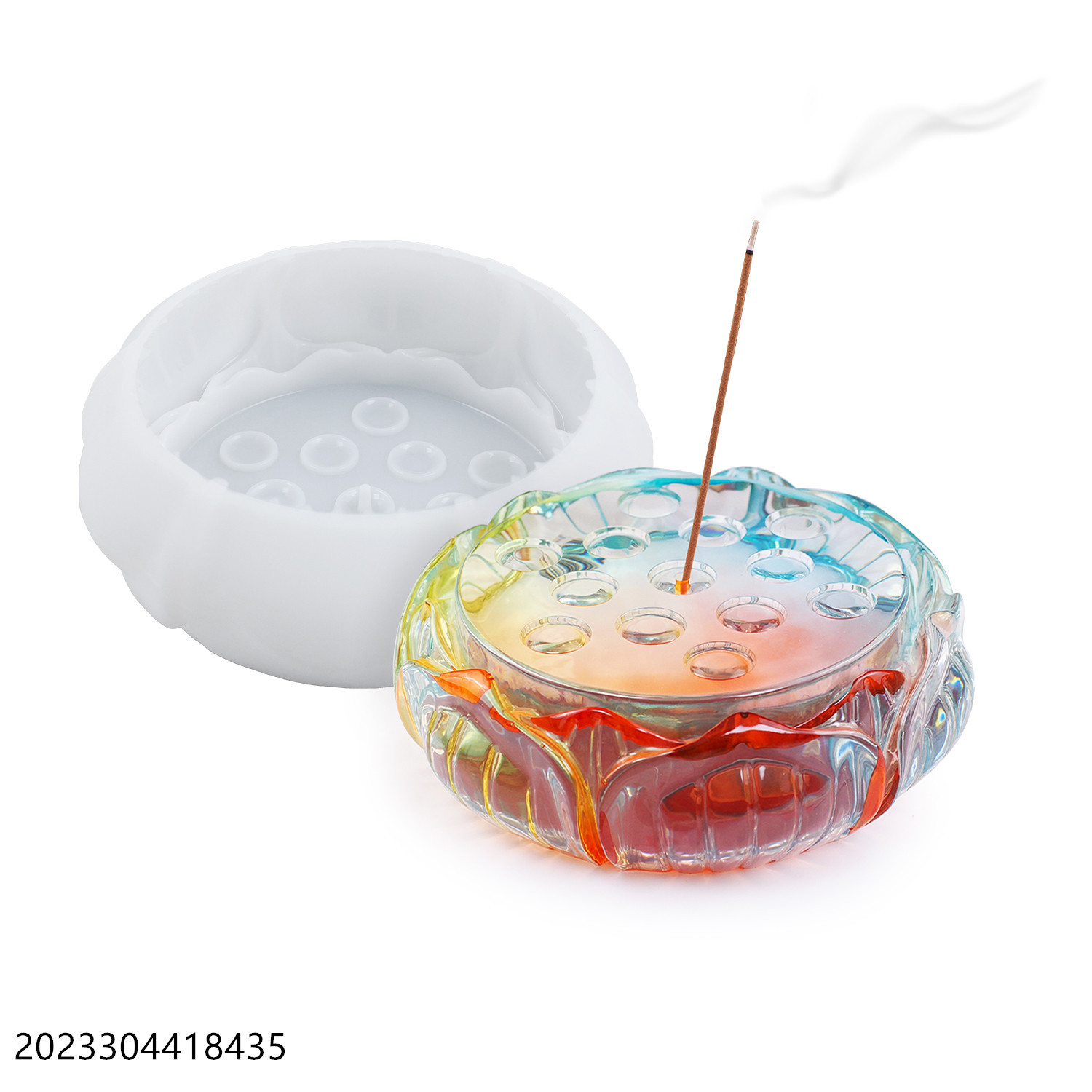 diy水晶滴胶环氧树脂熏香线香莲花镜面硅胶模具