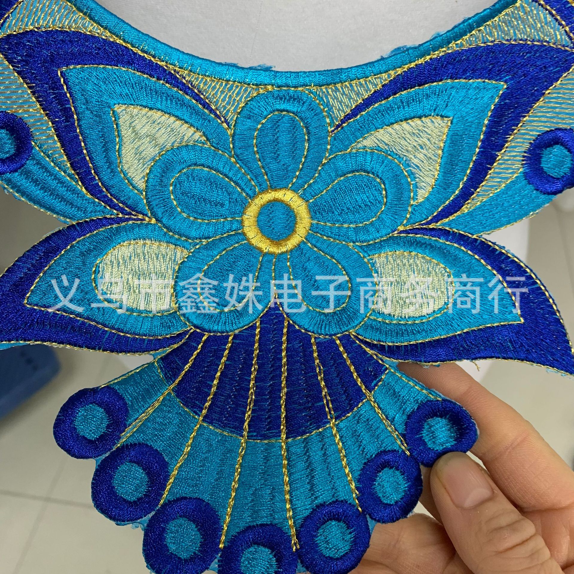 New embroidered fabric pasted stage costumes, opera and animation accessories, ironing and lace for foreign trade details Picture