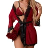 YANNI textile bathrobe set, seductive and romantic underwear, sexy no-take transparent bed battle robe, autumn and winter sexual passion, winter pajamas sm, cross-border export to the Middle East and South America Item Picture