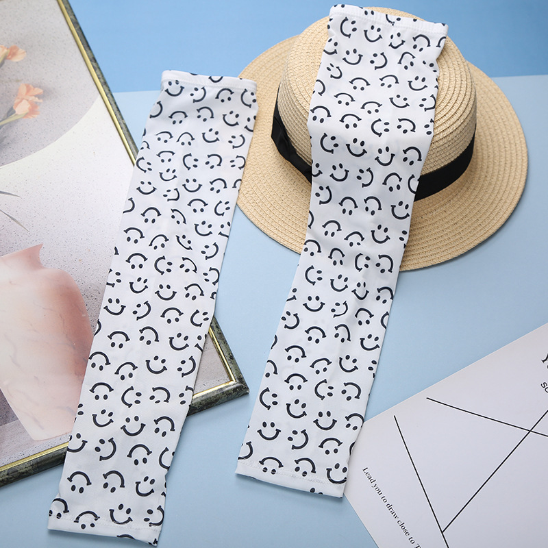 ins Hyuna style artistic cartoon cute cycling sun protection women ice sleeve arm guard ice silk sleeve sleeve for UV protection in summer details Picture
