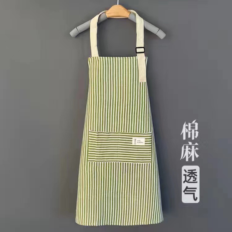 Korean Fashion Linen Waterproof And Oil-Proof Apron Adjustable Halter Apron For Household Kitchen Application Scenario