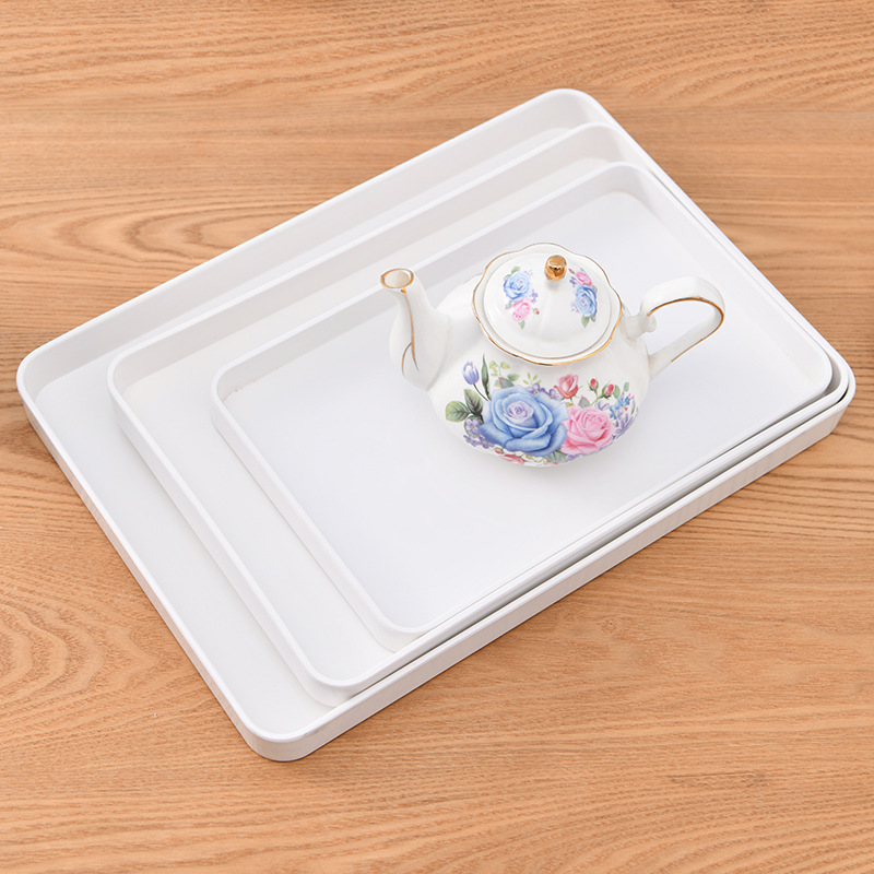 Thickened Solid Color Rectangular Tray Fast Food Plate Imitation Porcelain Melamine Dish Tableware Tea Plate Cake Plate Specification drawing