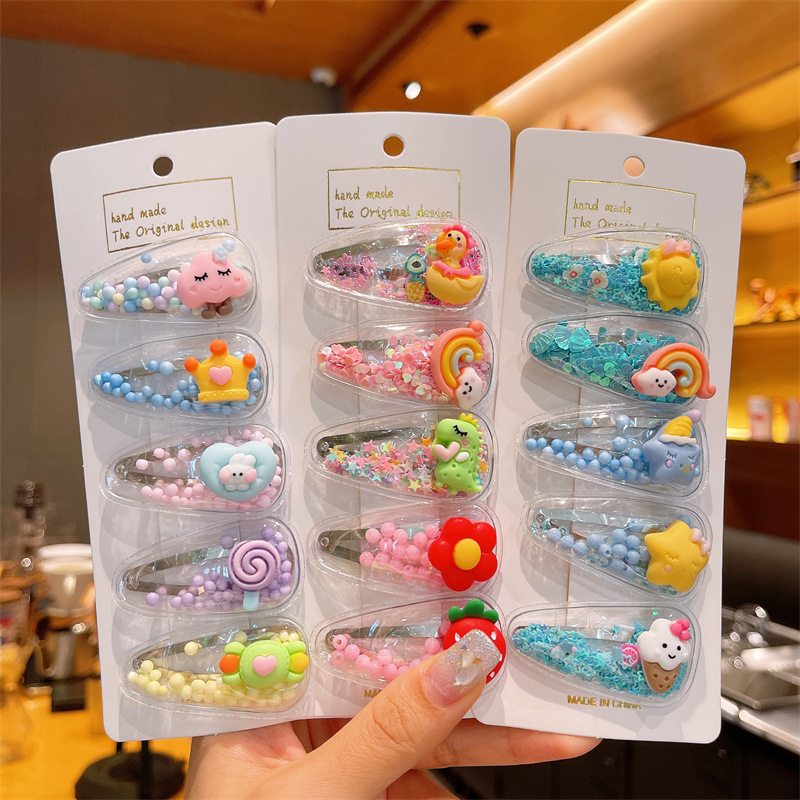Children's Net Red Quicksand Hairpin Cute Baby Bangs Broken Hair Clip Girls Do Not Hurt Hair Headwear Little Girls Hair Accessories