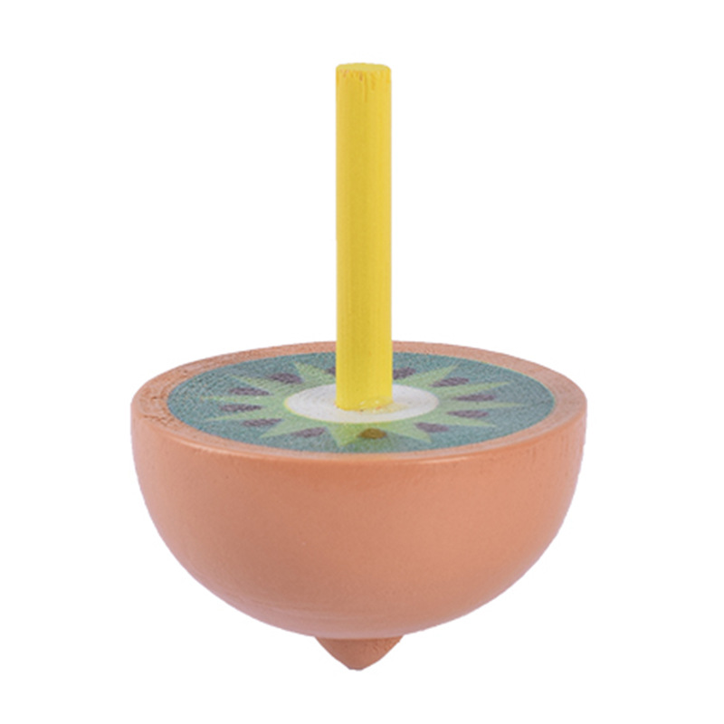 A large wooden fruit gyroscope with colorful fingers, a traditional and nostalgic wooden toy for children Item Picture