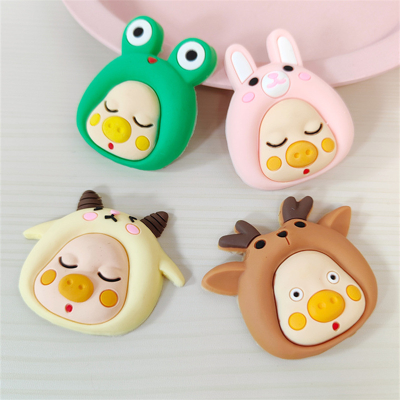 Cute Cute Piglet Soft Rubber Accessories Mobile Phone Case Bracket Refrigerator Sticker Hair Accessories Accessories Wholesale Decorative Materials Specification drawing