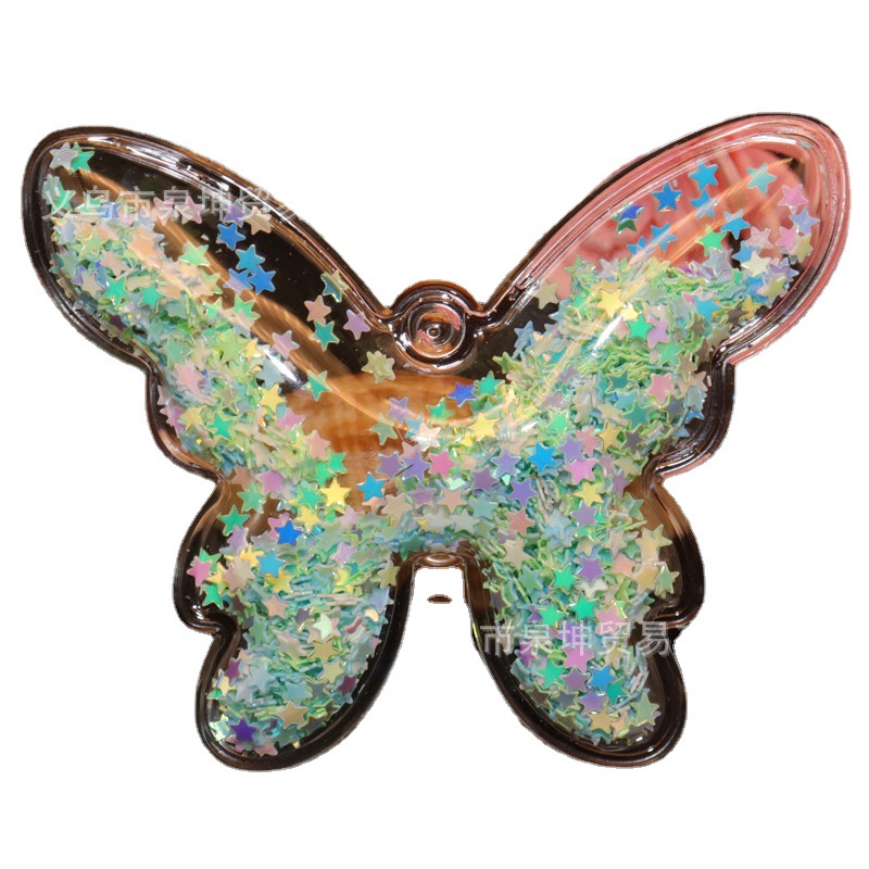 PVC cartoon transparent flowing sand golden light sheet DIY butterfly handmade jewelry accessories, car clothing pendant accessories Item Picture