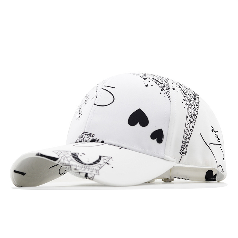 Cross-Border Preferred Personalized Printed Baseball Cap Randomly Cut Love Tower Cap Light Breathable Hat Wholesale details Picture