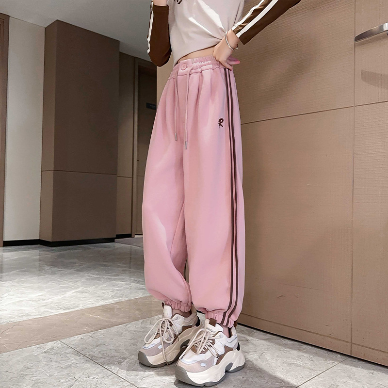 Girls' sportswear pants autumn/Winter 2023 new style trendy and stylish casual long pants for big kids with fleece and thickened sweatpants details Picture