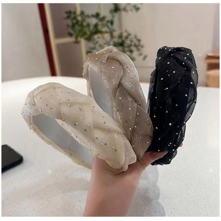 麻花辫宽边网纱满天星发箍女压发时尚简约发饰清新甜美百搭头箍女详情10