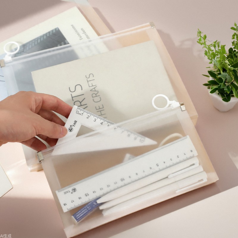 透明拉环文件袋A4学习用品防水文具学生考试收纳整理试卷铅笔袋