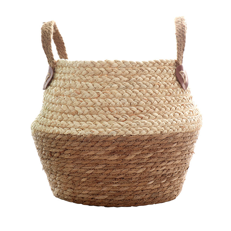 Amazon Grass Plant Flower Basket Storage Basket Hand-Woven Storage Basket Floor Dirty Clothes Storage Bamboo Basket Pot Set Item Picture