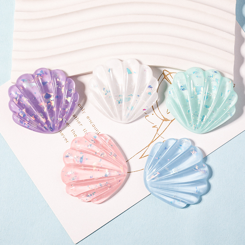 New resin accessory semi-transparent sequined shell diy cream glue phone case patch storage box decorative material
