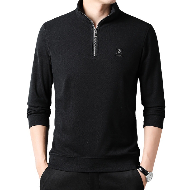 Tangzhi Nan Spring and Autumn's new double-sided fleece men's semi-high collar hoodie, Korean style fashionable printed zipper stand-up collar hoodie for men Item Picture