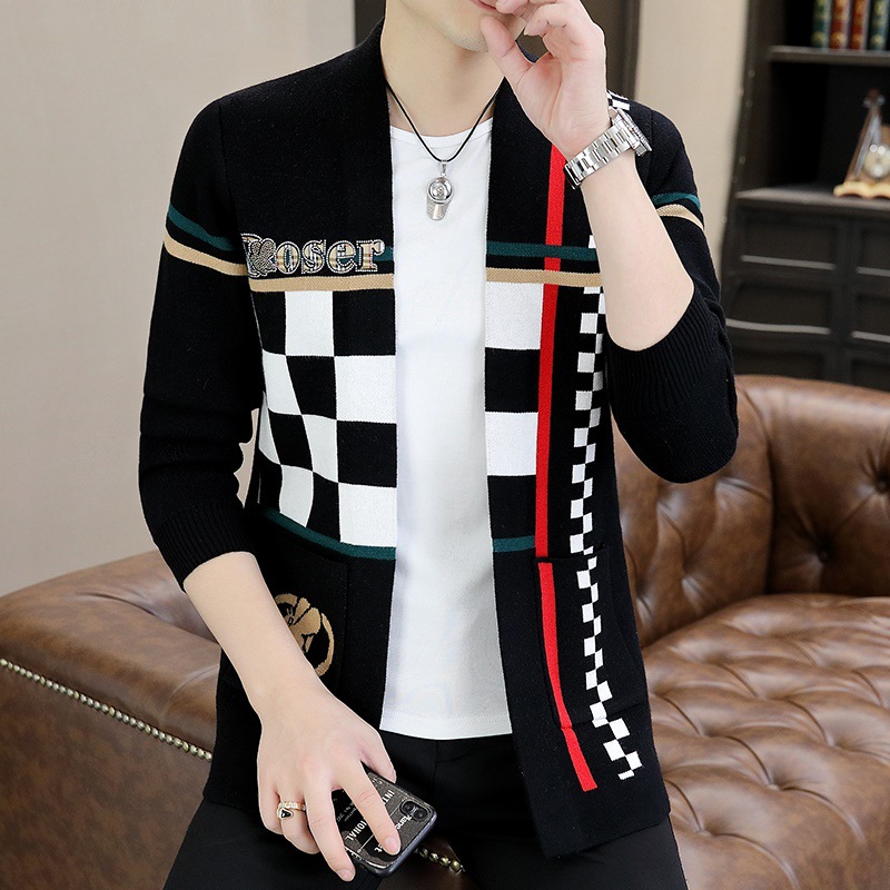 Men's knitted jacket, autumn new style cape, trendy casual with pockets, cardigan, sweater jacket, men's upper garment