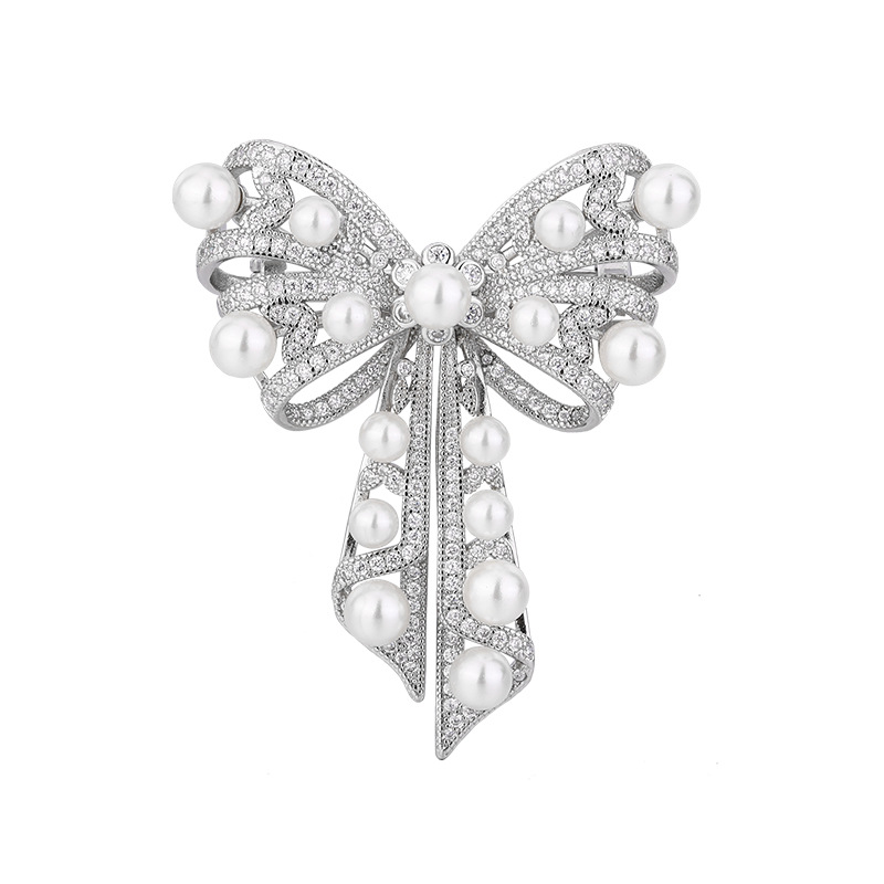 Pearl brooch, wedding dress fixing accessory, brooch, water diamond, pearl, Baroque butterfly brooch Item Picture