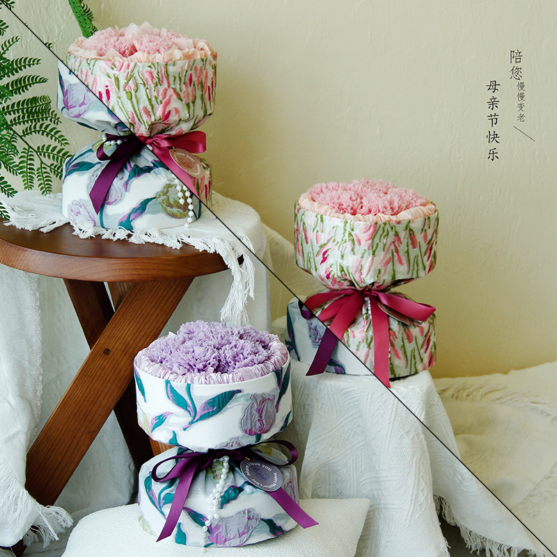 Mother's Day Gift Dopamine Flower Bouquet Eternal Flower Carnation Pearl Rose Gift Set Dried Flower Wholesale