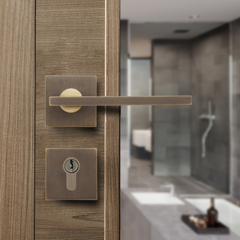 Pure Copper Room Door Lock Split Indoor Bedroom Household Bronze Universal Solid Wood Door Modern Silent Magnetic Lock Specification drawing