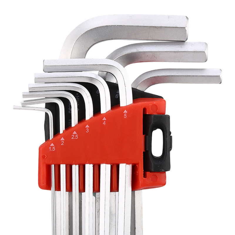 Super extended ball head L-shaped Allen wrench 9-piece set, Allen wrench 9pc set, hardware tools in stock details Picture