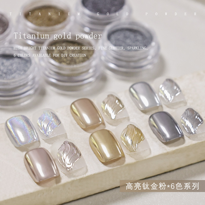 High-gloss titanium metal powder for nail art, magic mirror powder, mirror flour, iridic gold and silver, titanium gold electroplating, laser metal glitter powder