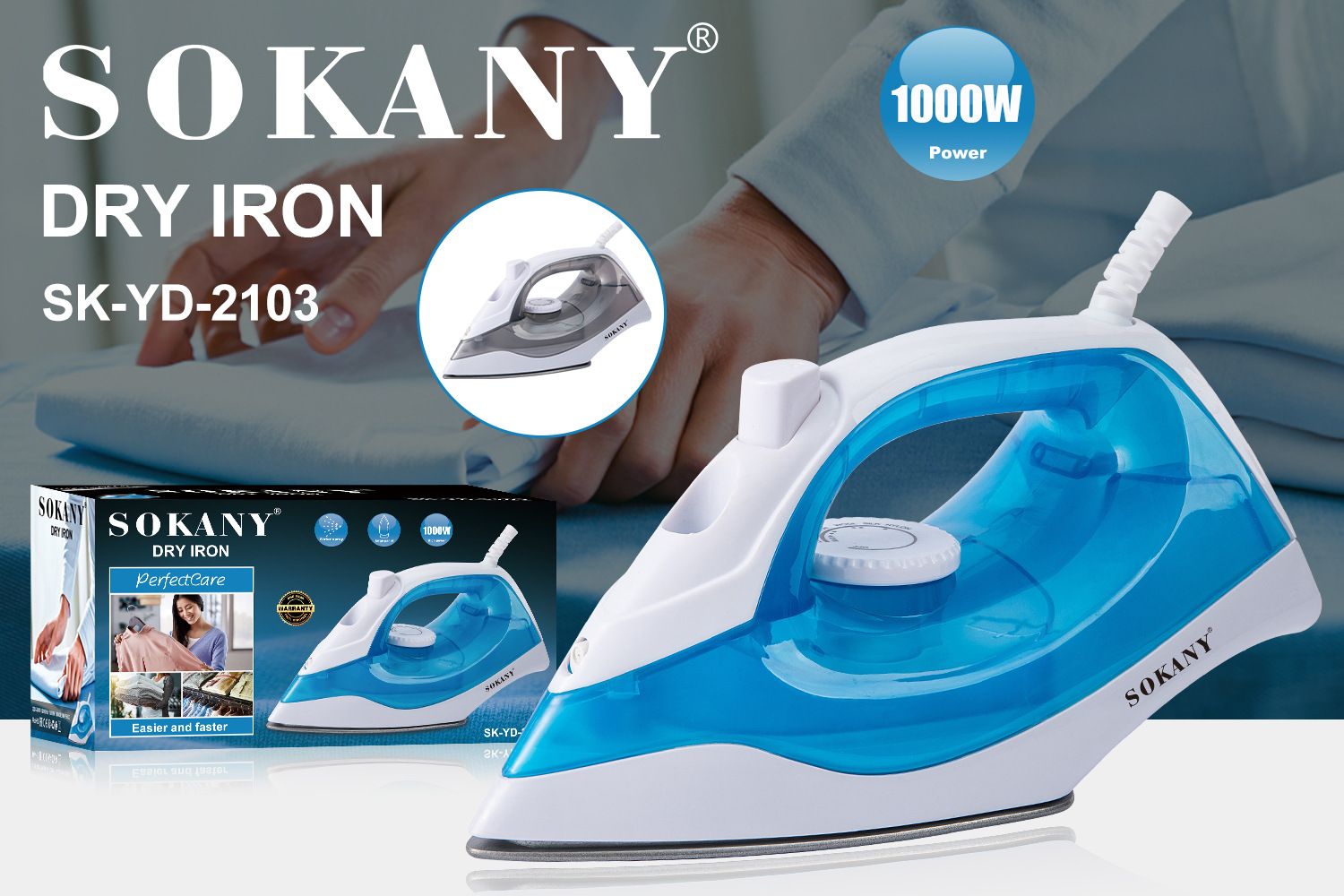 Cross-border SOKANY2103 IRON Mixed Color handheld steam spray iron DRY IRON Application Scenario