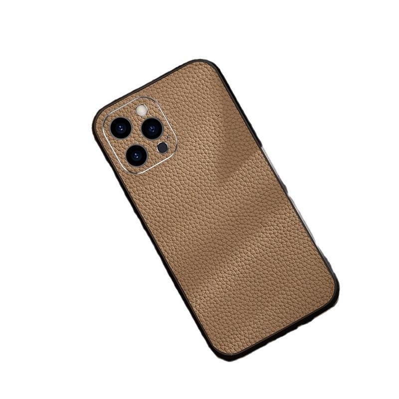 This new genuine leather frame lens is suitable for the Apple 14ProMax15 13 phone case. It features a high-end leather veneer with a lychee texture Item Picture