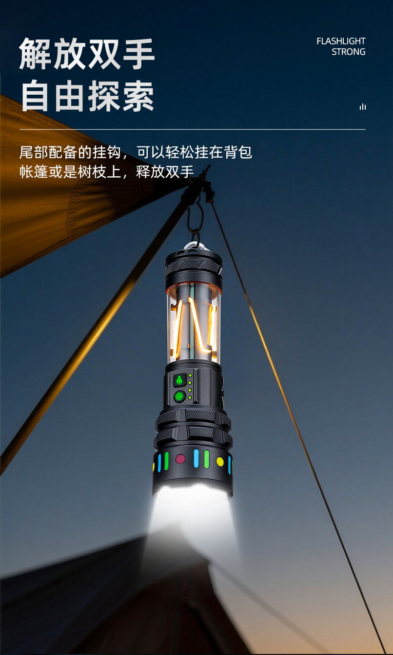 New cross-border outdoor long-range zoom white laser high-intensity flashlight, charging multi-functional camping lamp flashlight pic 7