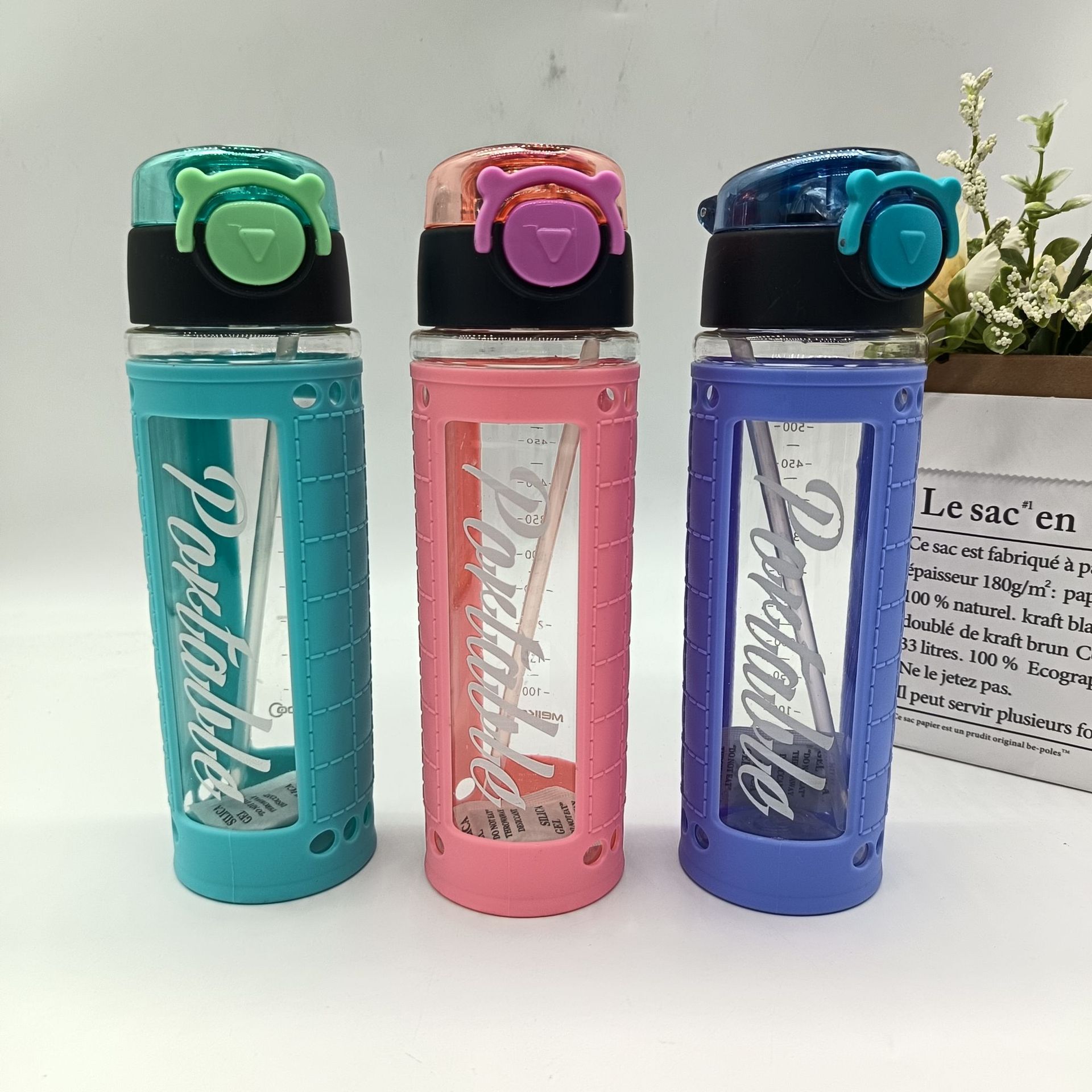 Portable space cup, bouncing lid, anti-drop water bottle, student and office worker drinking cup, wholesale for foreign trade, sports water bottle details Picture