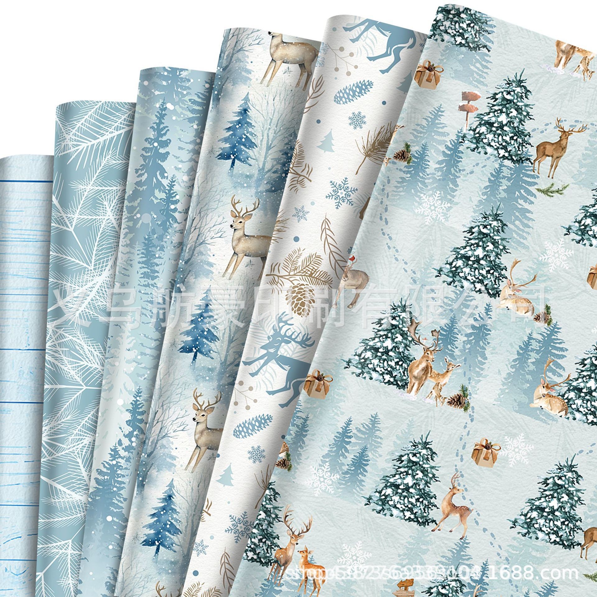 冬季冬天 森林 圣诞礼物装饰纸派对礼品礼盒子装饰外包装纸