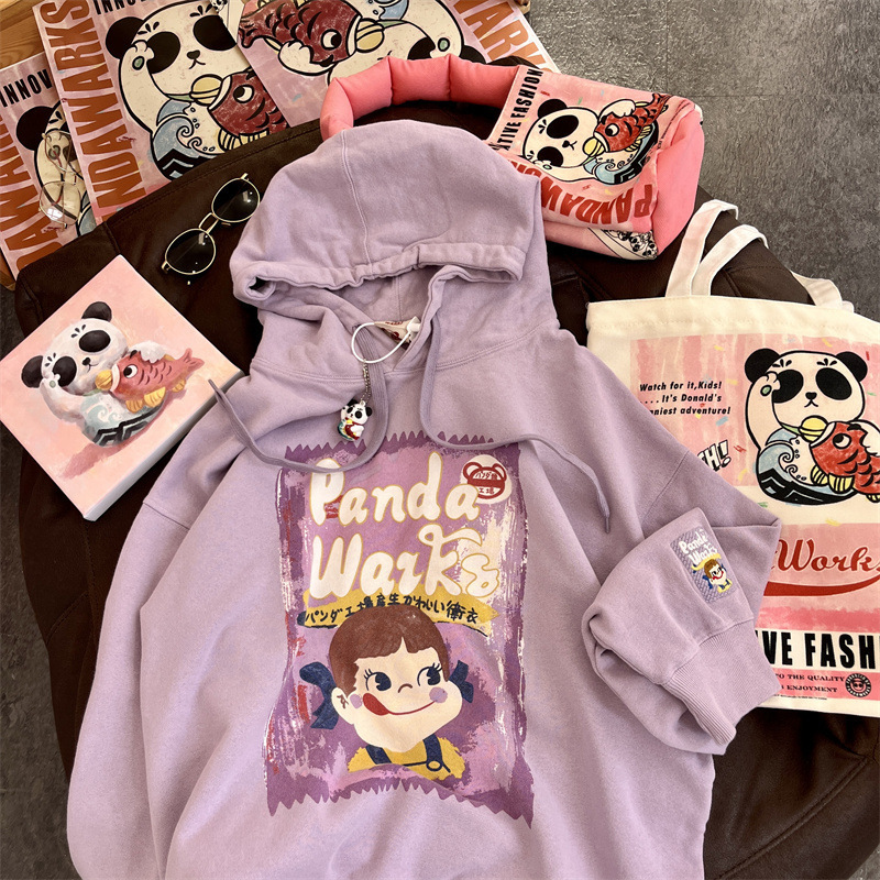 Cross-border Taiwan Cartoon Bu Er Jia fleece thickened hooded sweatshirt for women 2025 autumn/Winter new style, available for immediate delivery details Picture