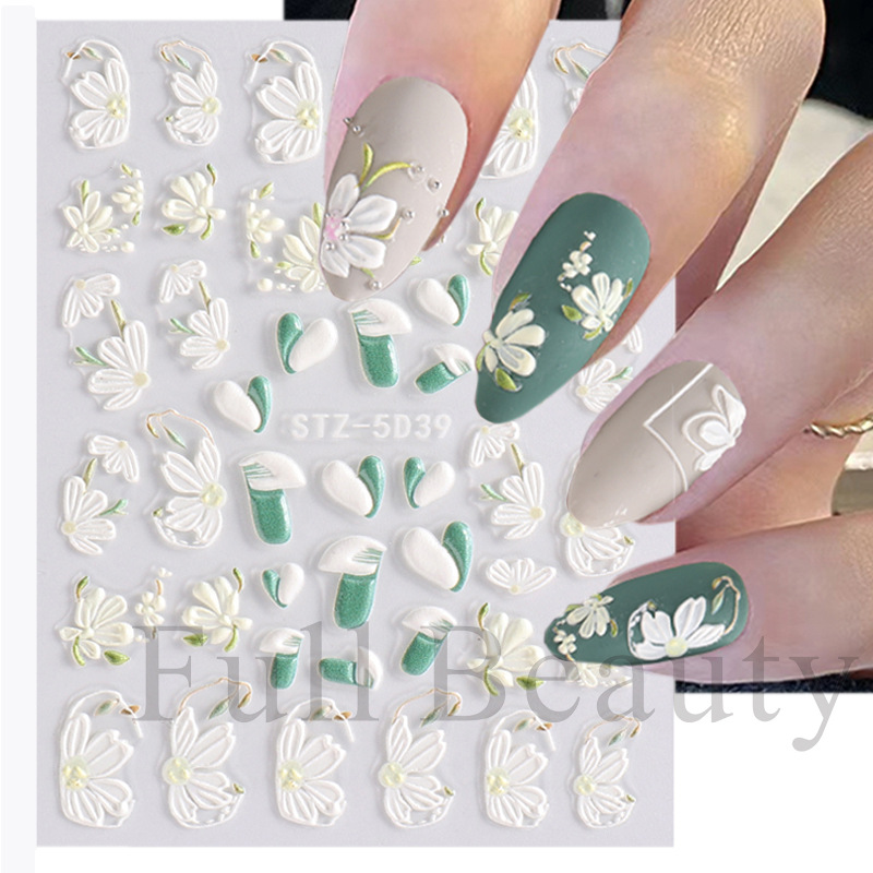 New Camellia nail sticker ins Pinxixi 5D 3D Relief Camellia series nail stickers
