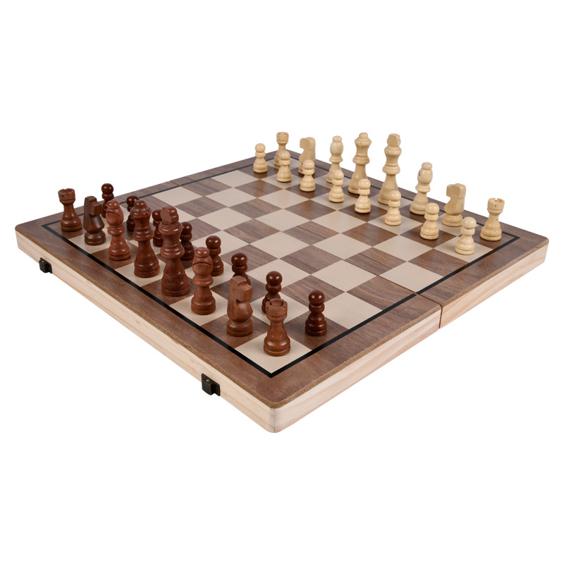 Cross Border Wooden Round Corner 2-In-1 Folding Chess Chess Quality Magnetic Chess Competitive Puzzle Toy Item Picture