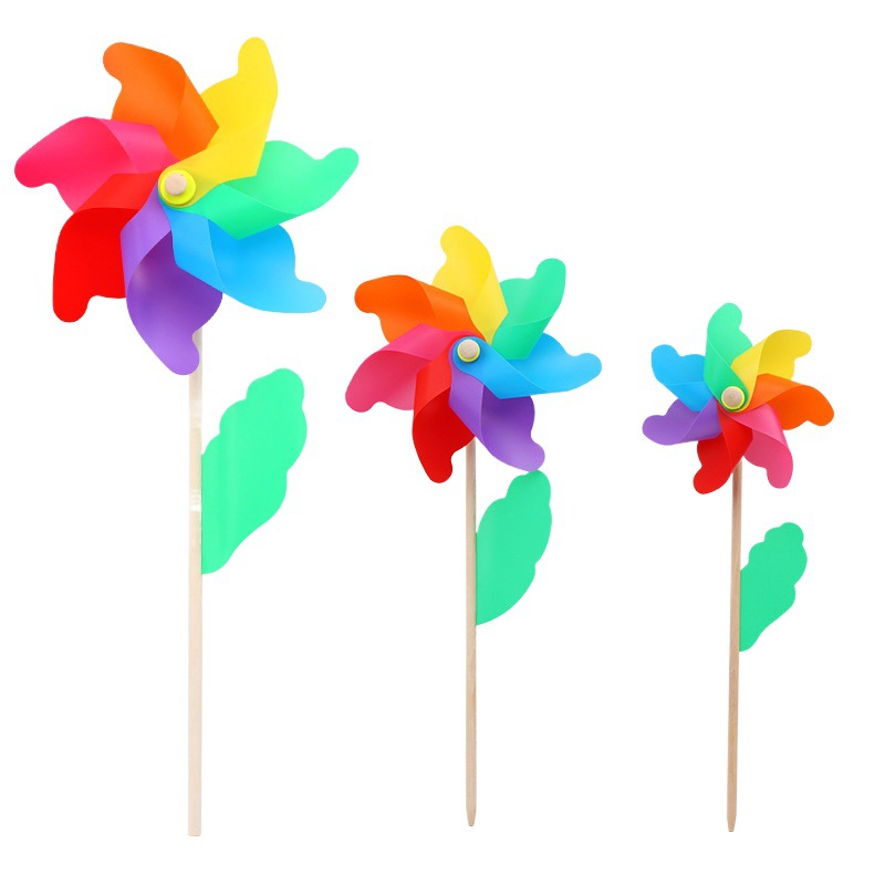 Wholesale of colorful wooden windmills, children's toys, kindergartens, scenic spots, outdoor decoration, 24cm and 32cm garden windmills Item Picture