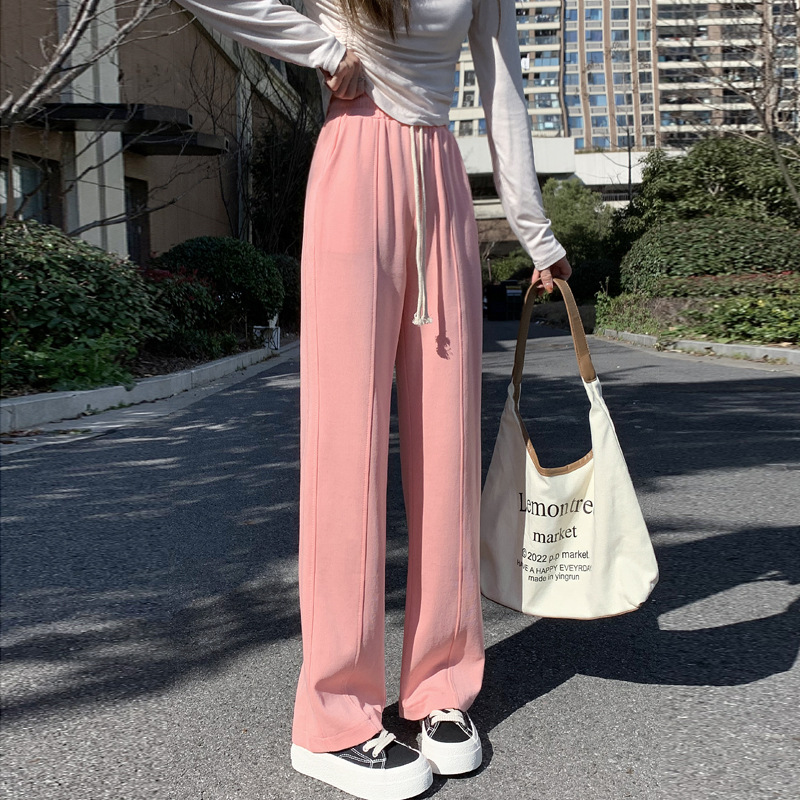 Casual Narrow Version Of White Straight Pants Female Draping Underwear High Waist Soft Waxy Draping Pants Slim Casual Mopping Pants Specification drawing