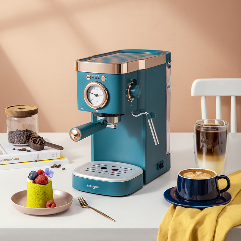 咖啡机 家用小型意式半自动咖啡机 蒸汽式打奶泡 20bar咖啡机跨境
