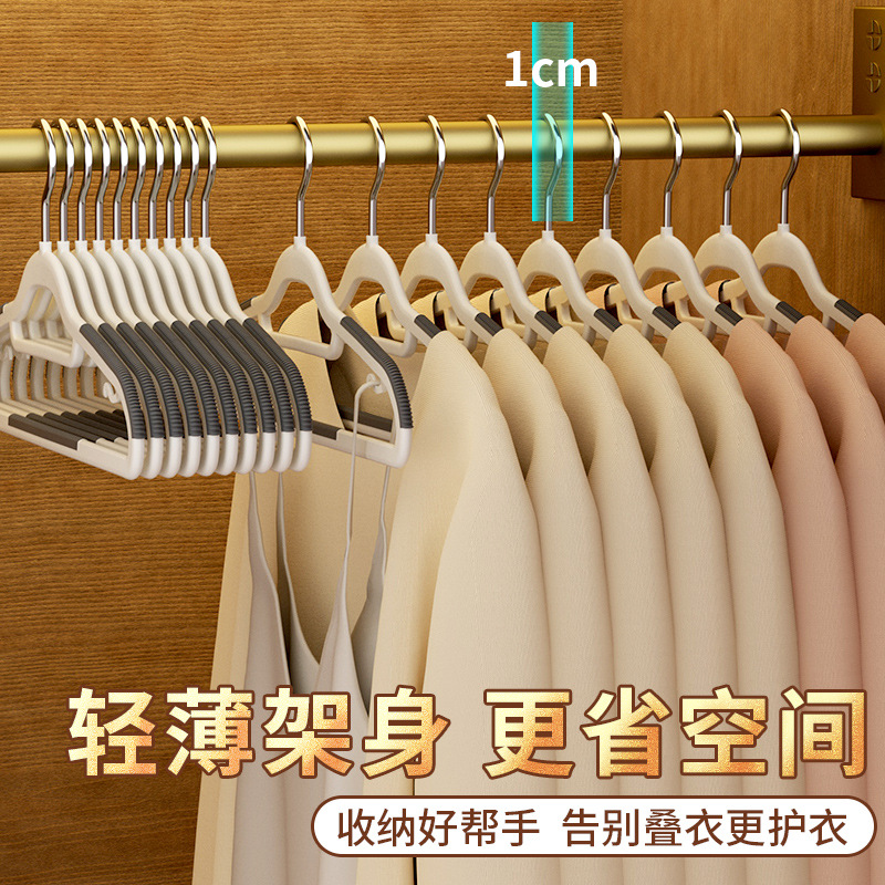 Wholesale plastic clothes hangers, household anti-slip, traceless, shoulder corner, dry and wet dual-purpose clothes hanging racks Application Scenario