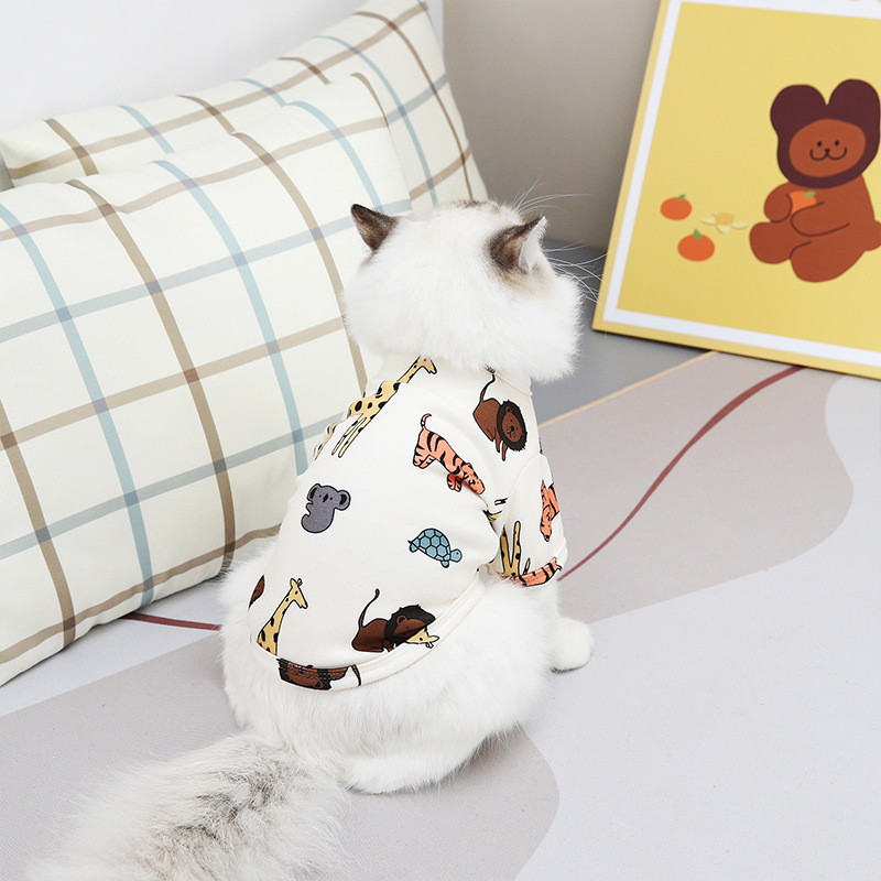 New spring and summer cat clothing: Comfortable kitten T-shirt, Pet dog, cat, long-haired cat, tabby cat details Picture