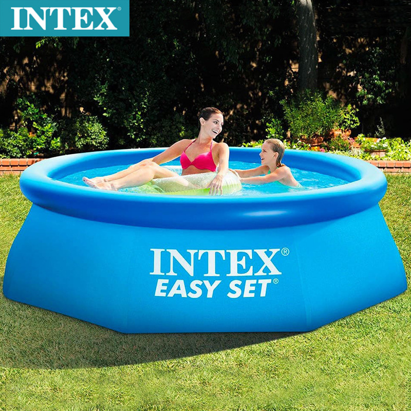 INTEX户外顶环充气游泳池大型儿童成人家用移动戏水池养鱼池28110