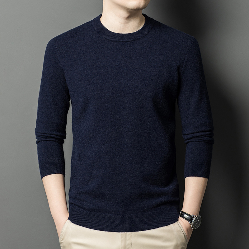 Thickened 450g 100% pure wool men's woolen sweater 2024 winter round-neck warm thickened base sweater for men Application Scenario