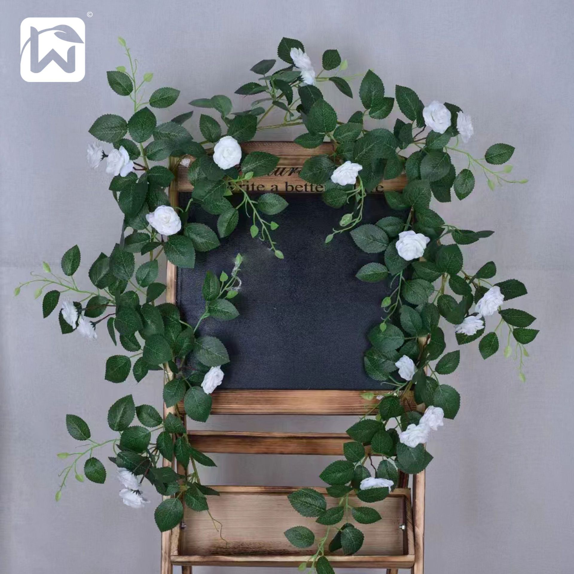 Wedding background props, simulated flowers, roses, hanging vines, wall hangings, indoor soft decorations, and popular photo spots details Picture