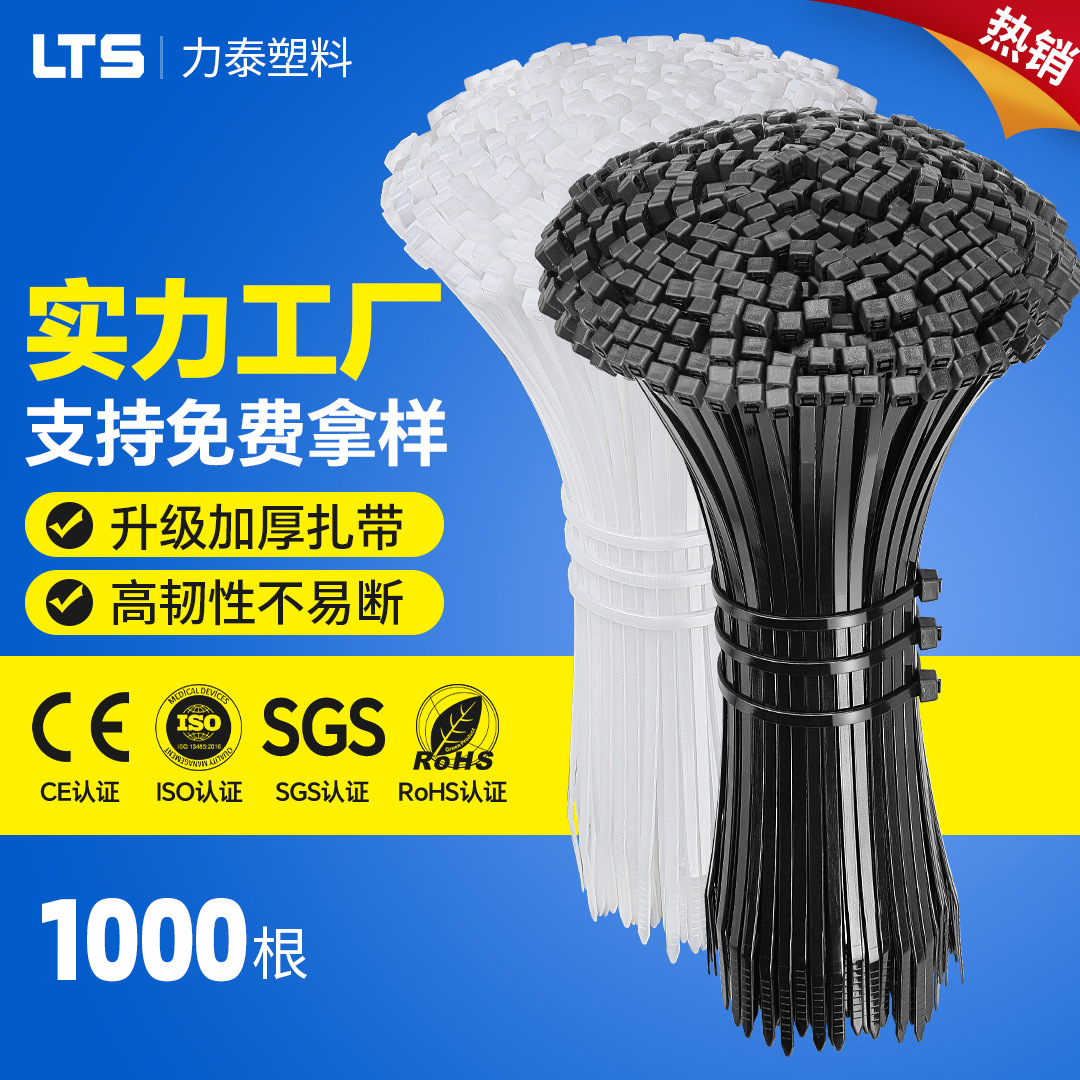Wholesale self-locking nylon cable ties 3*100*4*150*5*200*8*300 plastic cable ties for binding and strapping