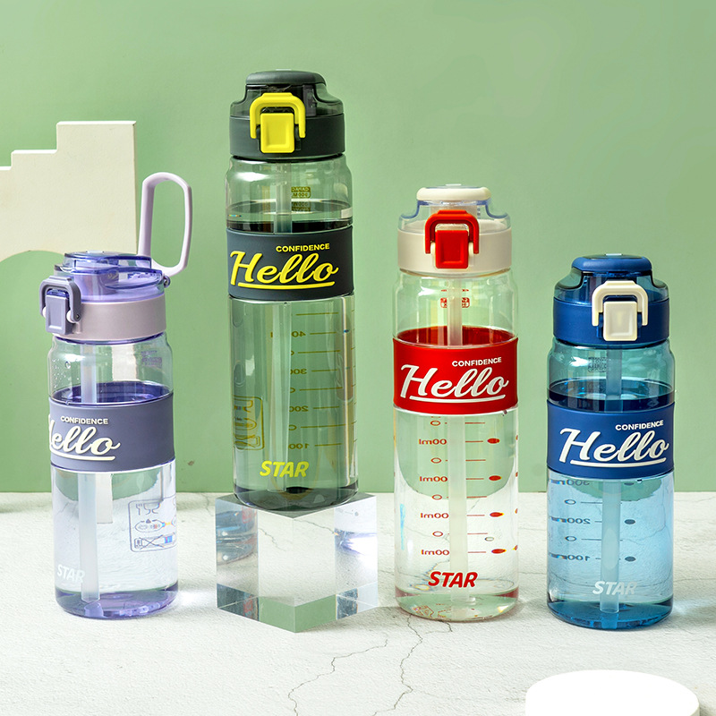 Summer popular plastic cups, straw cups, large-capacity outdoor fitness water bottles for wholesale trade, high appearance level and portability full figure