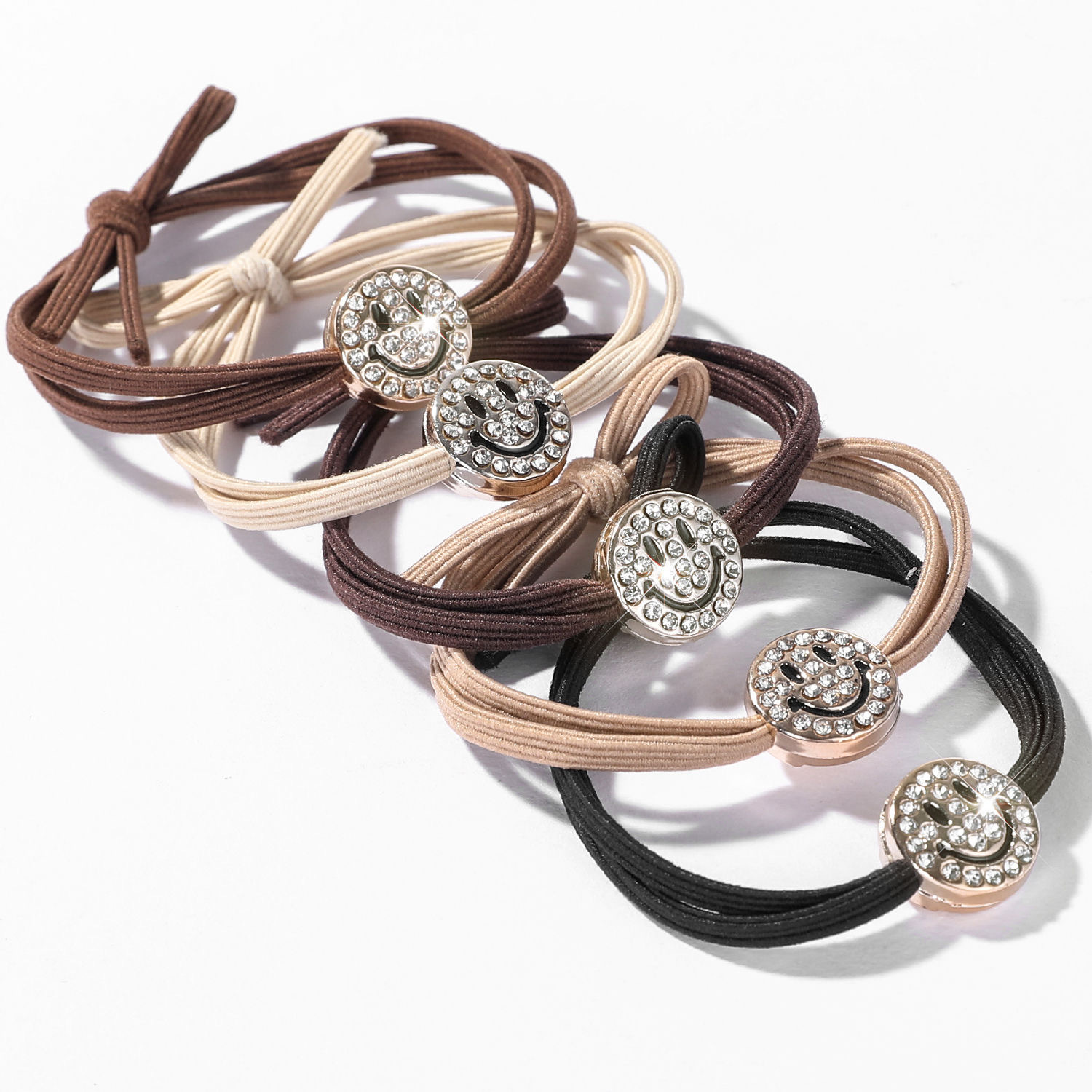 新款百搭头绳高级感水晶皮筋女扎头发绳高弹力笑脸发圈发饰批发