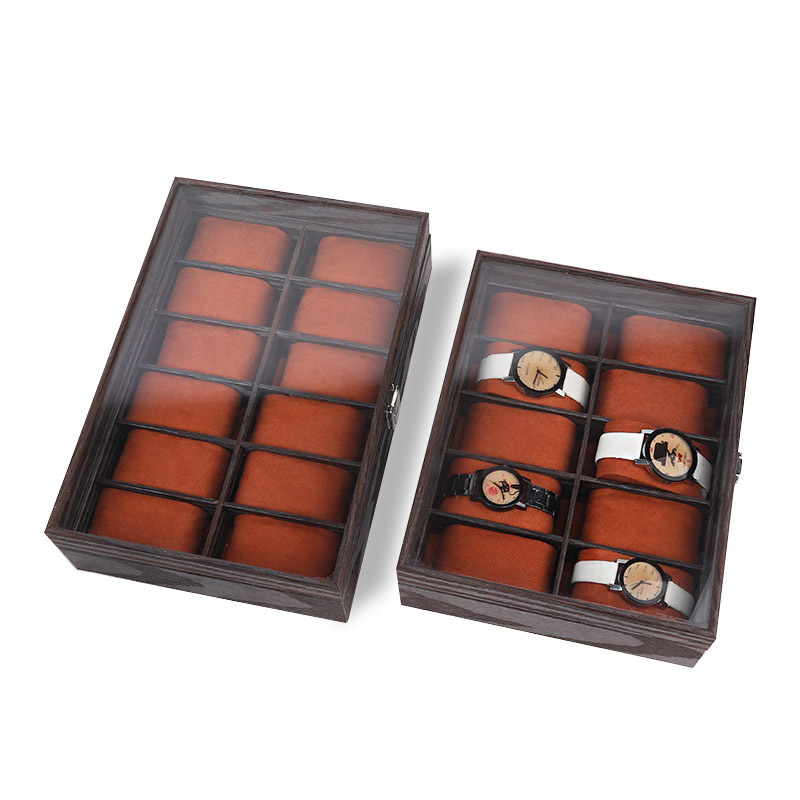 Custom Rectangular Gift Box Watch Classical Jewelry Square Brown Jewelry Wooden 6-Bit 10-Bit 12-Bit Watch Case Item Picture