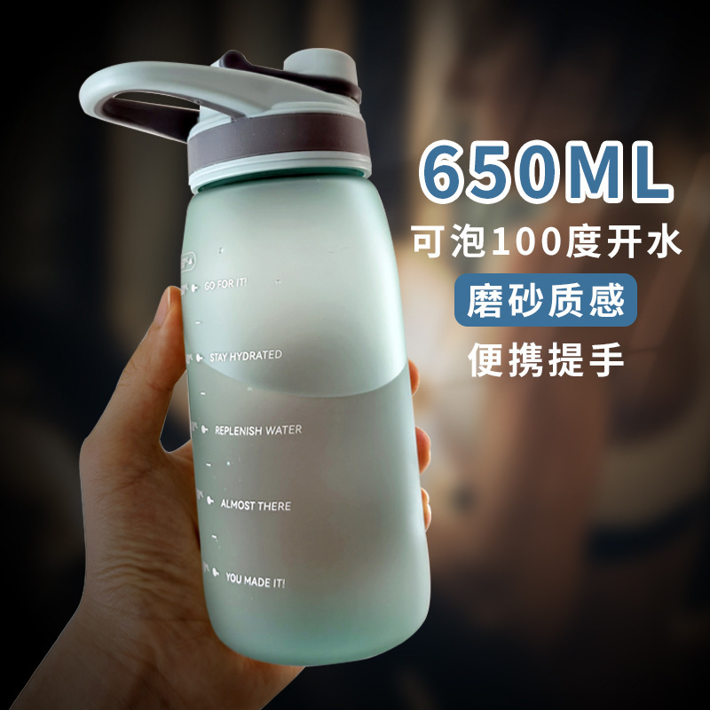Leak-proof sports water bottle, creative drinking graduated cup details Picture