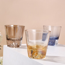北欧ins高颜加厚玻璃杯耐热透明玻璃杯网红创意富士山水晶酒杯