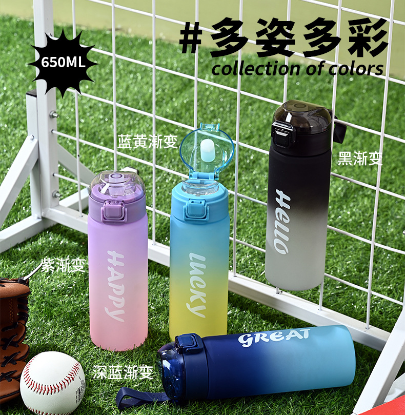 TEMU亚马逊运动水壶FCM高级感磨砂渐变色水杯跨境户外便携水樽详情2