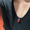 S925 sterling silver niche design Angolan red apple pendant necklace, simple and fashionable, safe and sound sweater chain details Picture