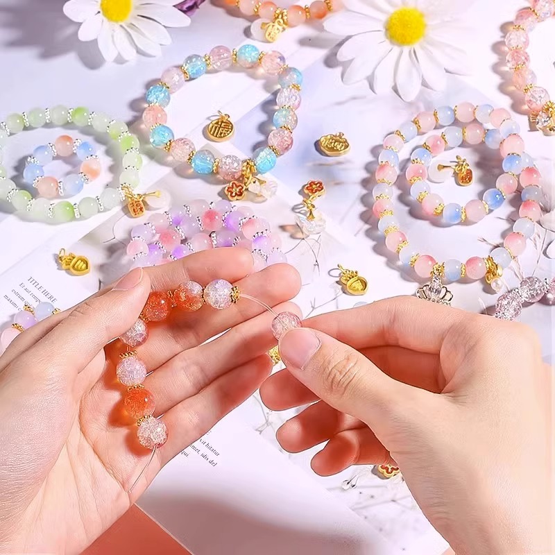 Children's bracelet set, diy beading gift box set, girl beading material package, dopamine toy, glass making Application Scenario